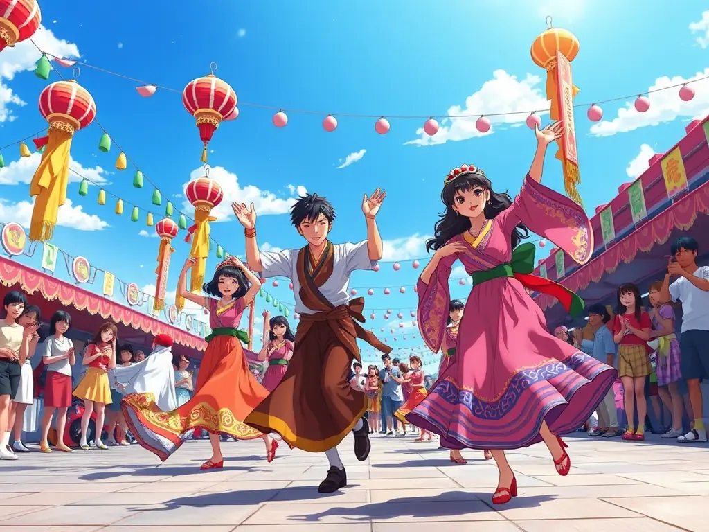 A vibrant image showcasing a traditional Provençal dance performance during a cultural festival organized by AOSRCG, capturing the energy and spirit of the event.